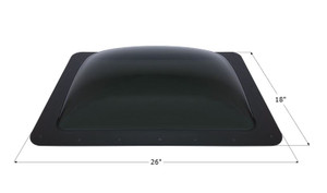 Icon Skylight 14292 5 Inch High Bubble Type Dome; Rectangular; For 22 Inch Length x 14 Inch Width Opening; 26 Inch Length x 18 Inch Width Flange; Dark Smoke; Polycarbonate; Without Blind; Single